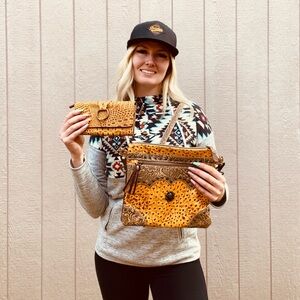 Embossed Leather Purse and Wallet set